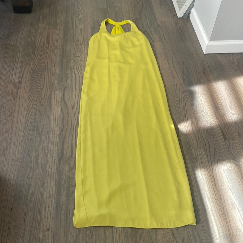 Women BCBGMAXAZRIA Celery color...Silky long dress size XXS